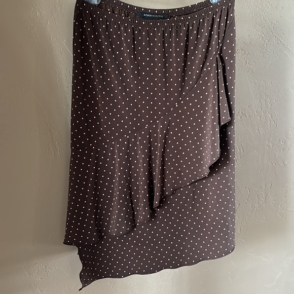 Cocoa brow with pink polka dots skirt BCBG Maxazria Sz Small - Picture 14 of 16